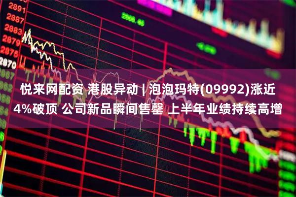 悦来网配资 港股异动 | 泡泡玛特(09992)涨近4%破顶 公司新品瞬间售罄 上半年业绩持续高增
